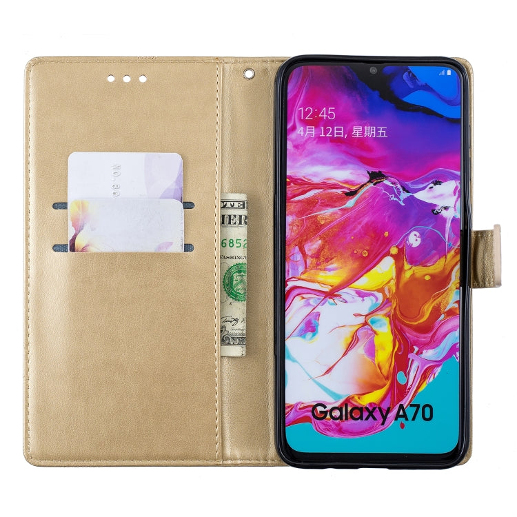 Diamond Encrusted Butterflies Love Flowers Pattern Horizontal Flip Leather Case for Galaxy A70 , with Holder & Card Slots & Wallet & Lanyard
