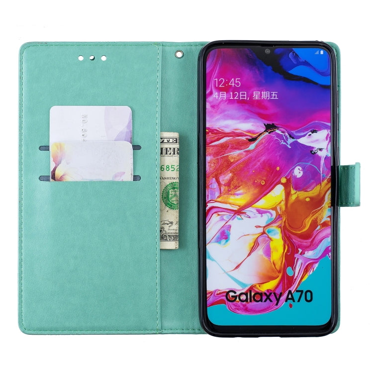 Diamond Encrusted Butterflies Love Flowers Pattern Horizontal Flip Leather Case for Galaxy A70 , with Holder & Card Slots & Wallet & Lanyard