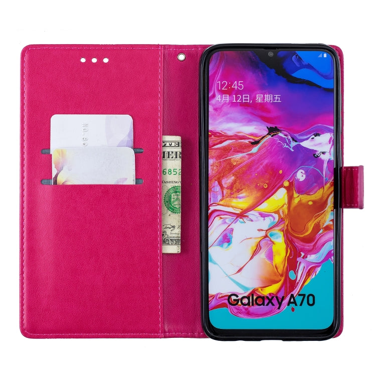 Diamond Encrusted Butterflies Love Flowers Pattern Horizontal Flip Leather Case for Galaxy A70 , with Holder & Card Slots & Wallet & Lanyard