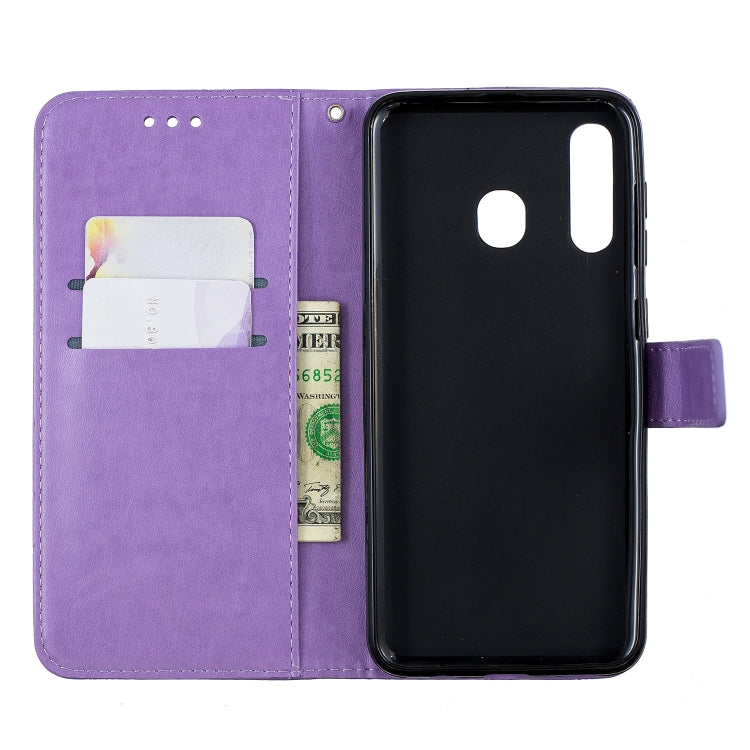 Diamond Encrusted Butterflies Love Flowers Pattern Horizontal Flip Leather Case for Galaxy A30 , with Holder & Card Slots & Wallet & Lanyard