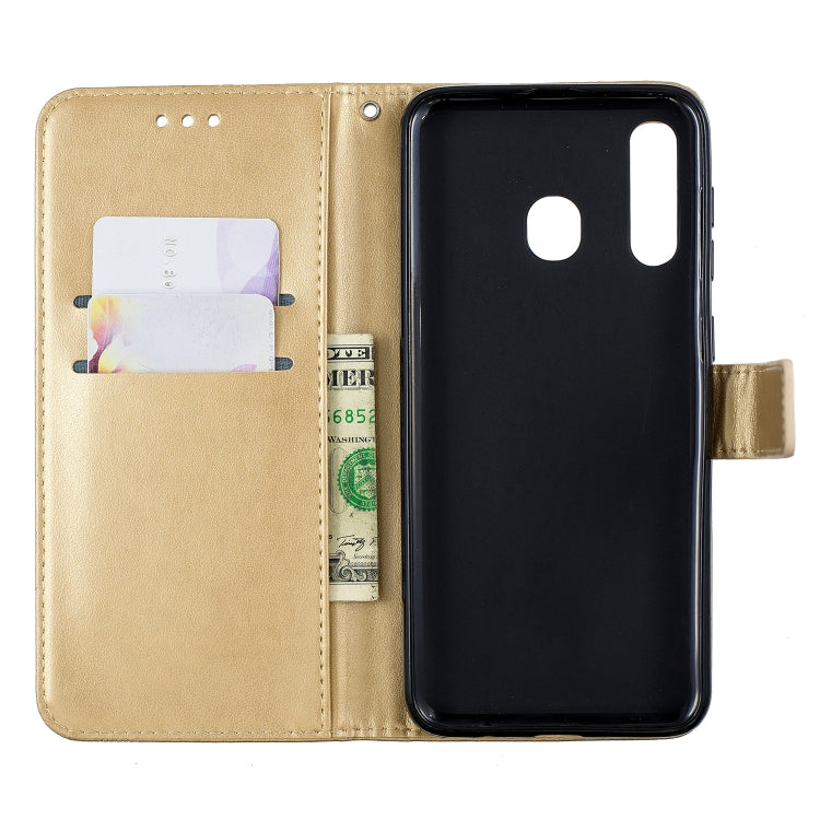 Diamond Encrusted Butterflies Love Flowers Pattern Horizontal Flip Leather Case for Galaxy A30 , with Holder & Card Slots & Wallet & Lanyard