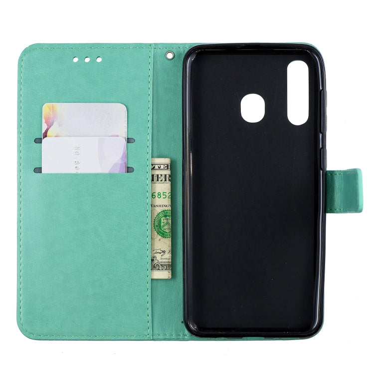 Diamond Encrusted Butterflies Love Flowers Pattern Horizontal Flip Leather Case for Galaxy A30 , with Holder & Card Slots & Wallet & Lanyard