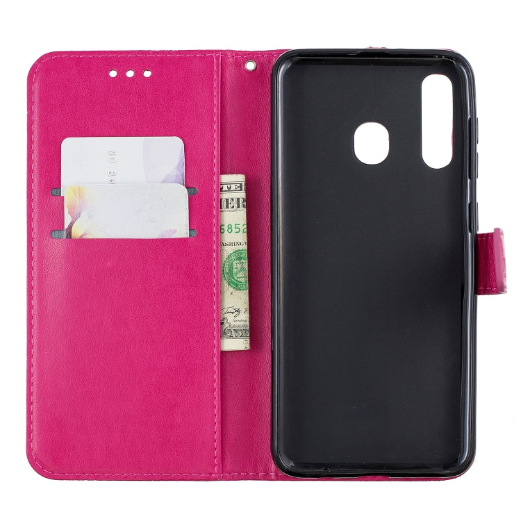 Diamond Encrusted Butterflies Love Flowers Pattern Horizontal Flip Leather Case for Galaxy A30 , with Holder & Card Slots & Wallet & Lanyard