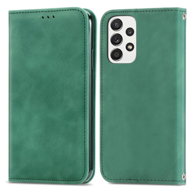 For Samsung Galaxy A73 5G Retro Skin Feel Magnetic Horizontal Flip Leather Phone Case