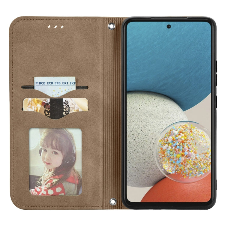 For Samsung Galaxy A73 5G Retro Skin Feel Magnetic Horizontal Flip Leather Phone Case