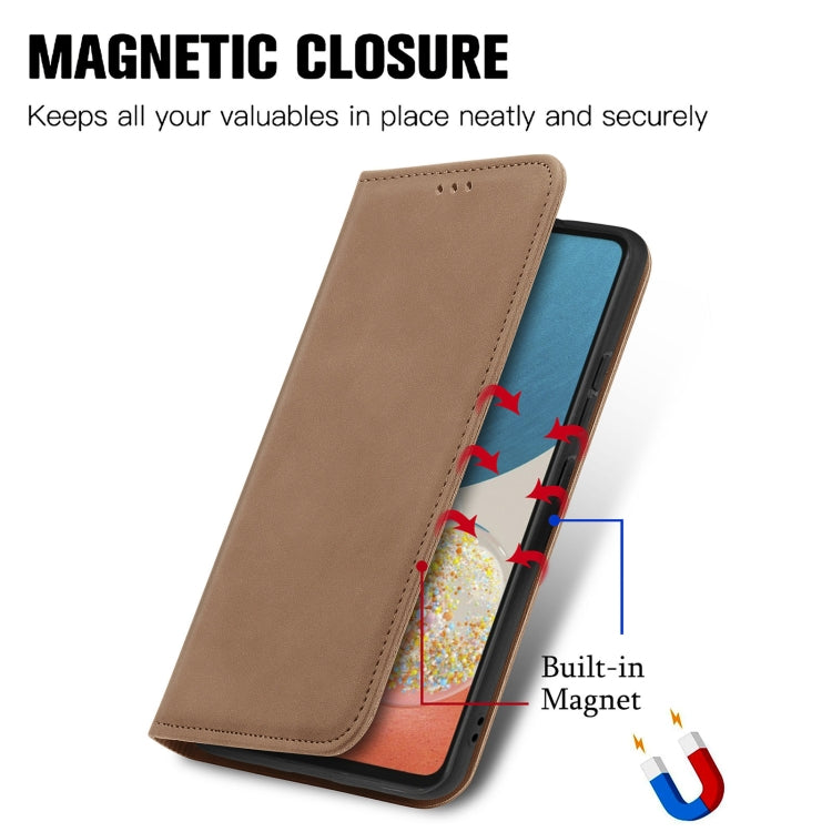 For Samsung Galaxy A73 5G Retro Skin Feel Magnetic Horizontal Flip Leather Phone Case
