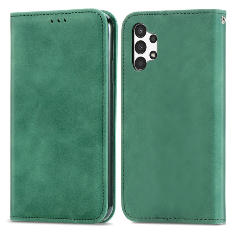 For Samsung Galaxy A13 4G Retro Skin Feel Magnetic Horizontal Flip Leather Phone Case