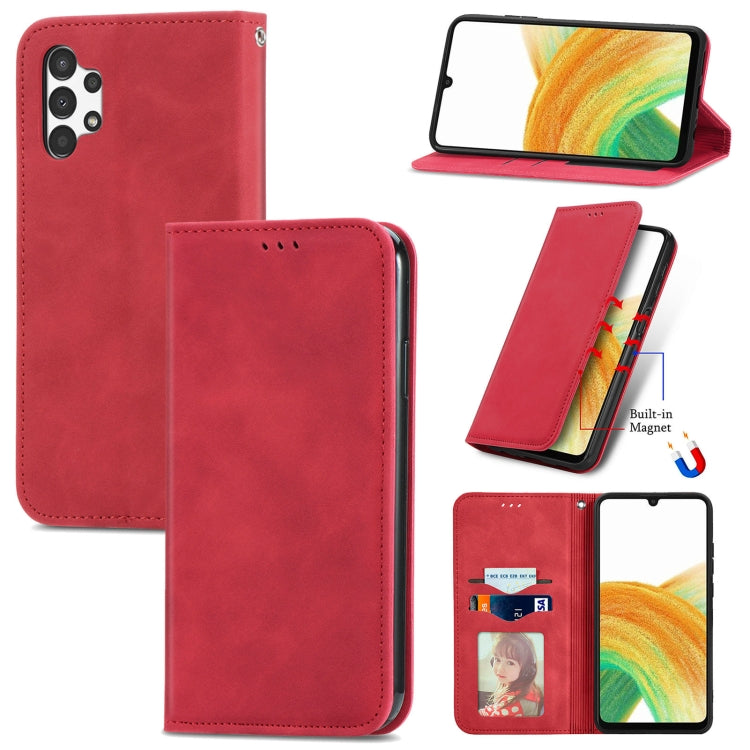 For Samsung Galaxy A13 4G Retro Skin Feel Magnetic Horizontal Flip Leather Phone Case