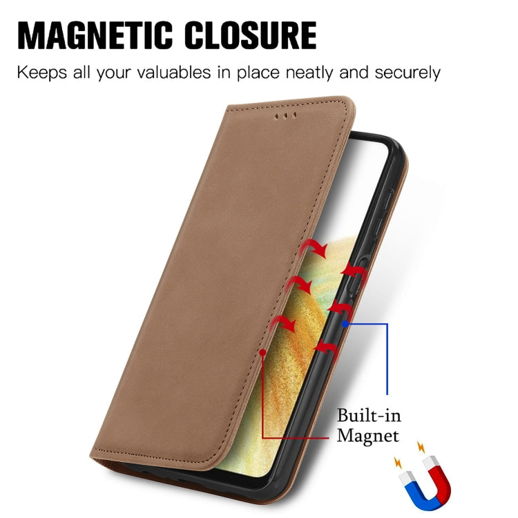 For Samsung Galaxy A13 4G Retro Skin Feel Magnetic Horizontal Flip Leather Phone Case