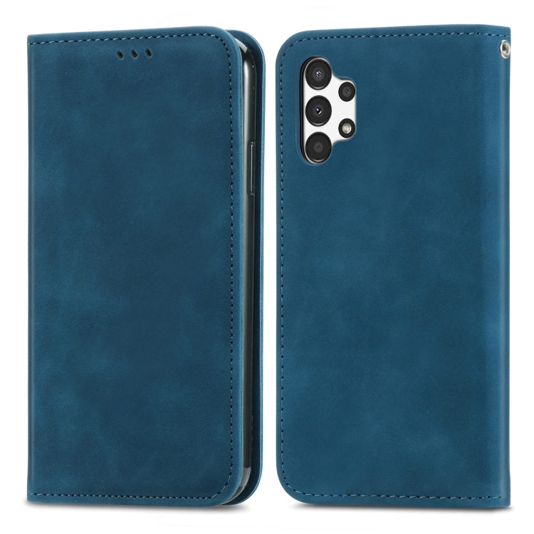 For Samsung Galaxy A13 4G Retro Skin Feel Magnetic Horizontal Flip Leather Phone Case