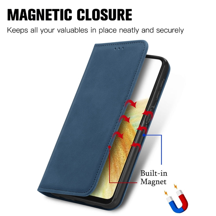 For Samsung Galaxy A13 4G Retro Skin Feel Magnetic Horizontal Flip Leather Phone Case