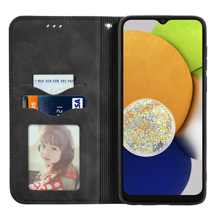 For Samsung Galaxy A03 Global 164mm Retro Skin Feel Magnetic Horizontal Flip Leather Phone Case