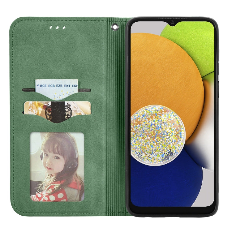 For Samsung Galaxy A03 Global 164mm Retro Skin Feel Magnetic Horizontal Flip Leather Phone Case