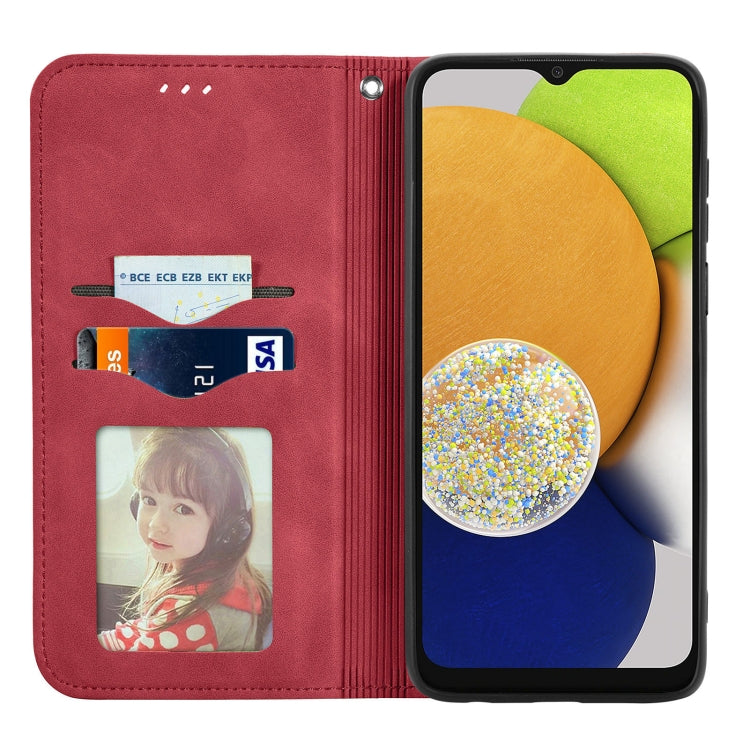 For Samsung Galaxy A03 Global 164mm Retro Skin Feel Magnetic Horizontal Flip Leather Phone Case