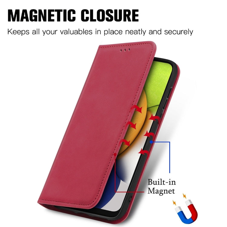For Samsung Galaxy A03 Global 164mm Retro Skin Feel Magnetic Horizontal Flip Leather Phone Case