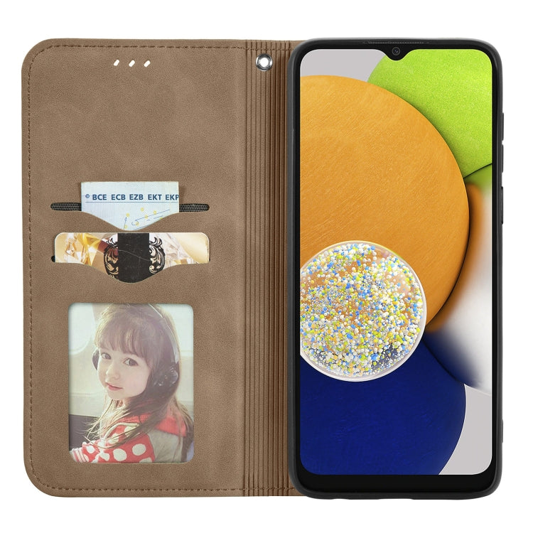 For Samsung Galaxy A03 Global 164mm Retro Skin Feel Magnetic Horizontal Flip Leather Phone Case
