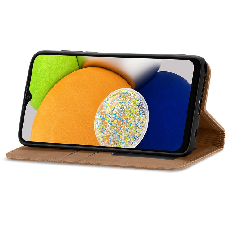 For Samsung Galaxy A03 Global 164mm Retro Skin Feel Magnetic Horizontal Flip Leather Phone Case