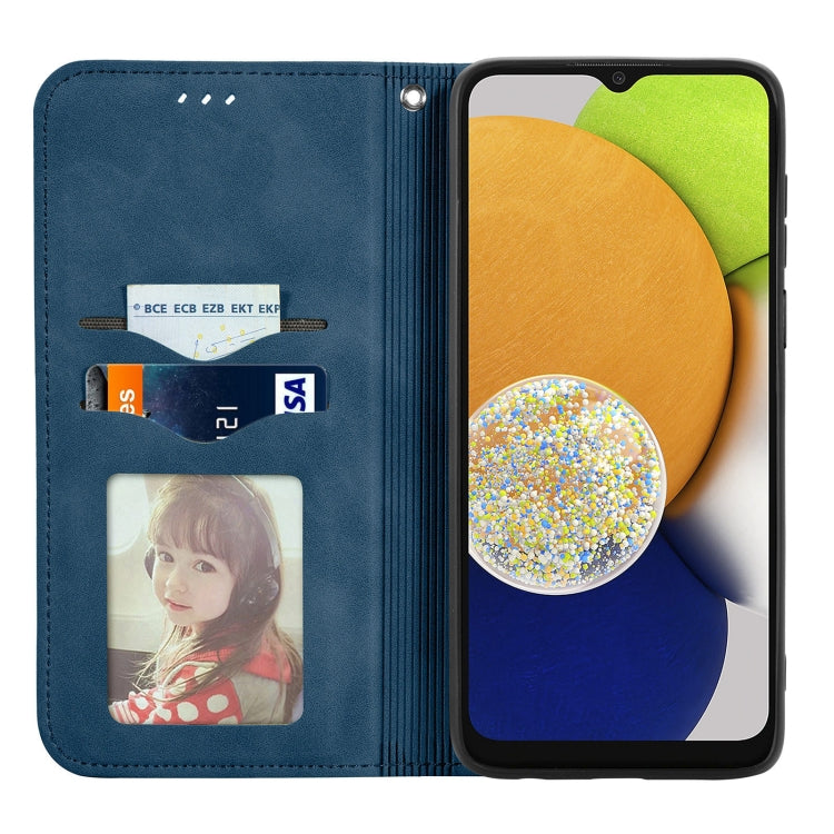 For Samsung Galaxy A03 Global 164mm Retro Skin Feel Magnetic Horizontal Flip Leather Phone Case