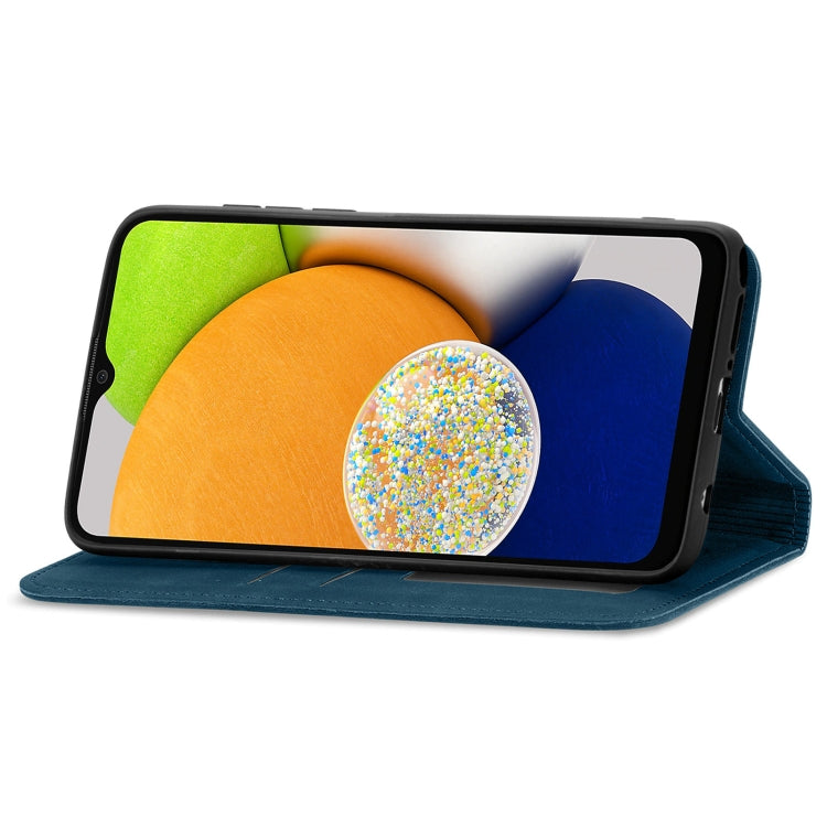For Samsung Galaxy A03 Global 164mm Retro Skin Feel Magnetic Horizontal Flip Leather Phone Case