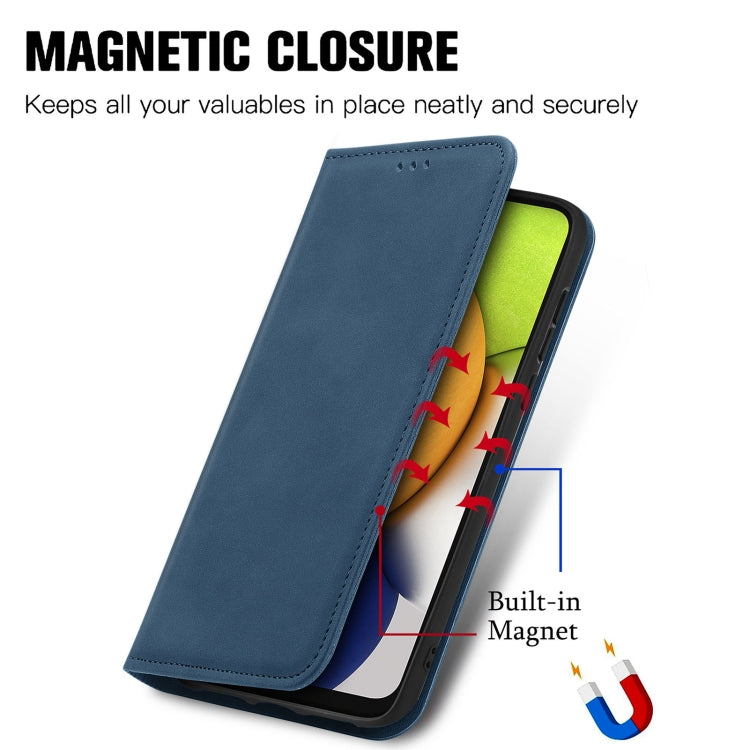 For Samsung Galaxy A03 Global 164mm Retro Skin Feel Magnetic Horizontal Flip Leather Phone Case