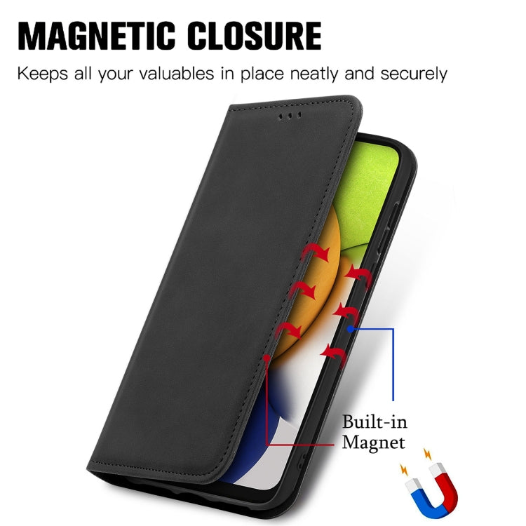 For Samsung Galaxy A03 EU 166mm Retro Skin Feel Magnetic Horizontal Flip Leather Phone Case