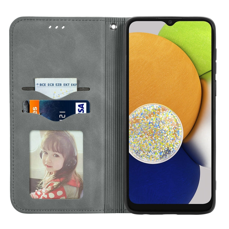 For Samsung Galaxy A03 EU 166mm Retro Skin Feel Magnetic Horizontal Flip Leather Phone Case