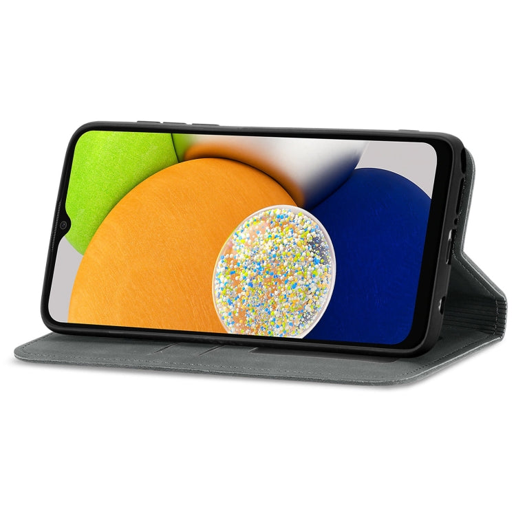 For Samsung Galaxy A03 EU 166mm Retro Skin Feel Magnetic Horizontal Flip Leather Phone Case