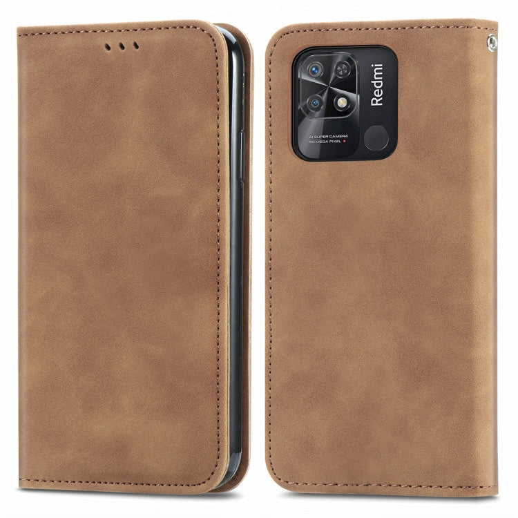 For Xiaomi Redmi 10C Retro Skin Feel Magnetic Flip Leather Phone Case
