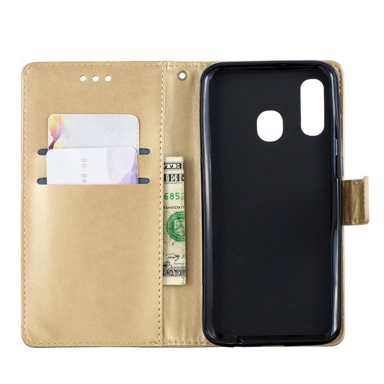 Diamond Encrusted Butterflies Love Flowers Pattern Horizontal Flip Leather Case for Samsung Galaxy A40 , with Holder & Card Slots & Wallet & Lanyard