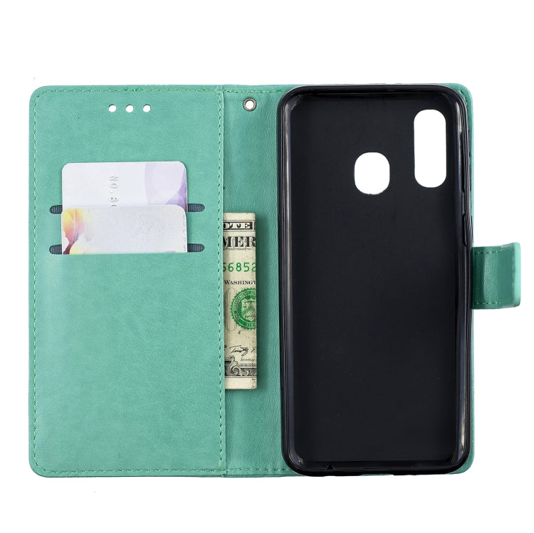 Diamond Encrusted Butterflies Love Flowers Pattern Horizontal Flip Leather Case for Samsung Galaxy A40 , with Holder & Card Slots & Wallet & Lanyard