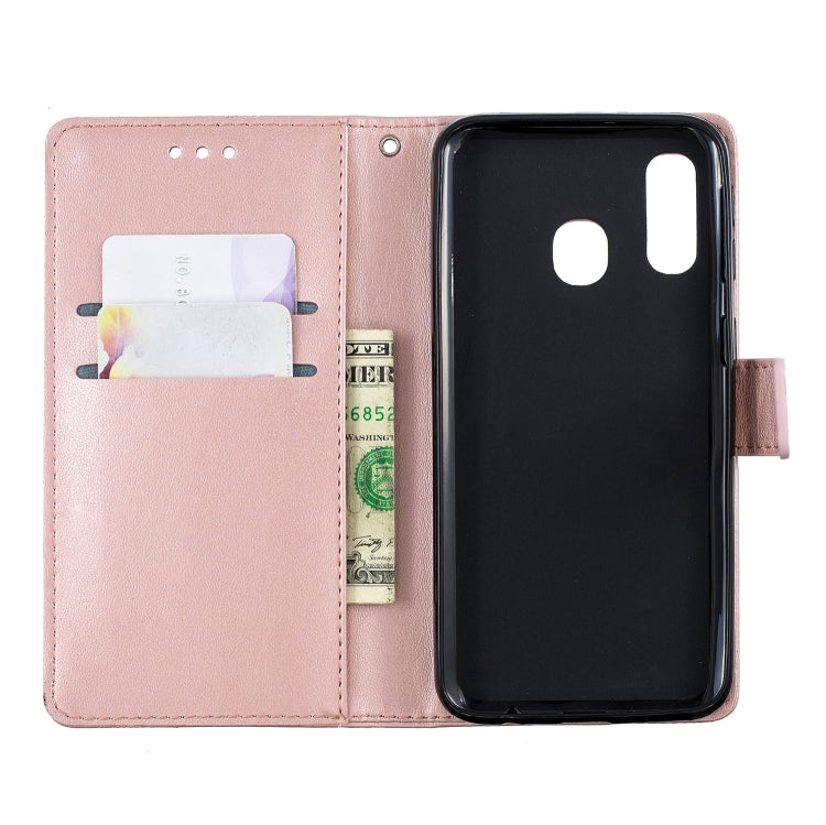 Diamond Encrusted Butterflies Love Flowers Pattern Horizontal Flip Leather Case for Samsung Galaxy A40 , with Holder & Card Slots & Wallet & Lanyard