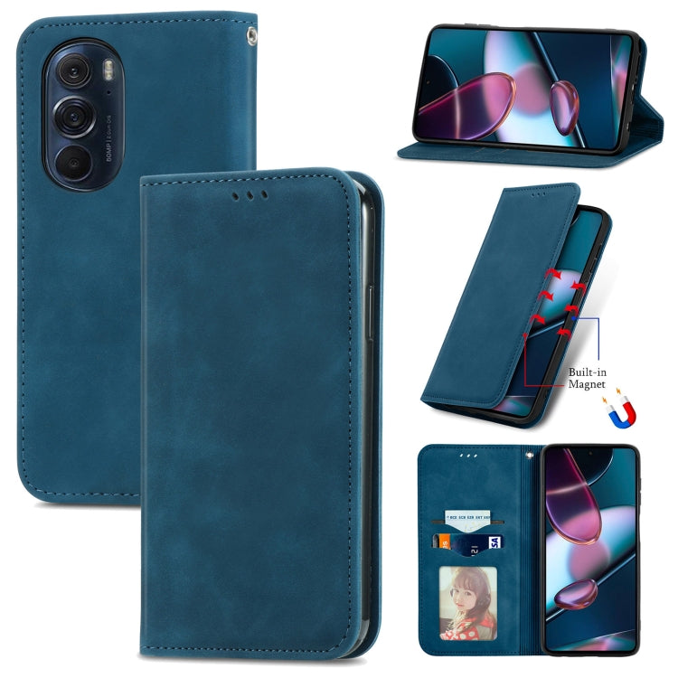 For Motorola Edge X30 Retro Skin Feel Magnetic Horizontal Flip Leather Phone Case