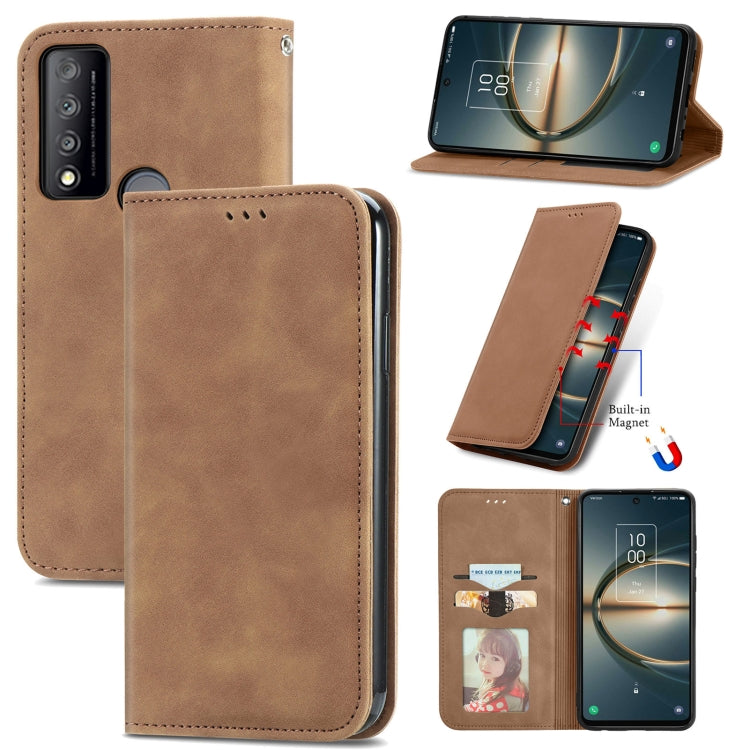 For TCL 30 V 5G Retro Skin Feel Magnetic Horizontal Flip Leather Phone Case