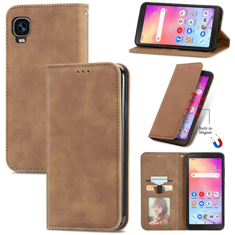 For TCL A509DL / A3 Retro Skin Feel Magnetic Horizontal Flip Leather Phone Case