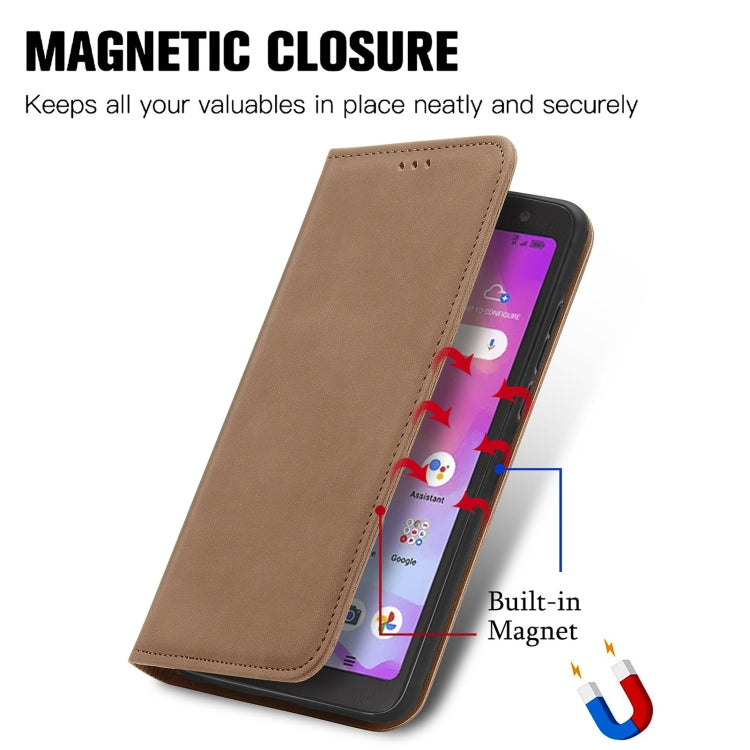 For TCL A509DL / A3 Retro Skin Feel Magnetic Horizontal Flip Leather Phone Case