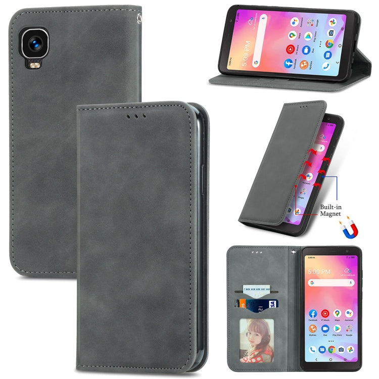 For TCL A509DL / A3 Retro Skin Feel Magnetic Horizontal Flip Leather Phone Case