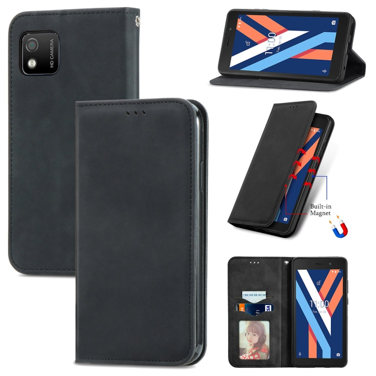For Wiko Y52 Retro Skin Feel Magnetic Horizontal Flip Leather Phone Case