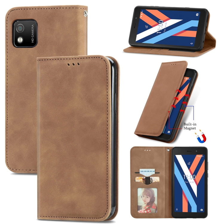 For Wiko Y52 Retro Skin Feel Magnetic Horizontal Flip Leather Phone Case