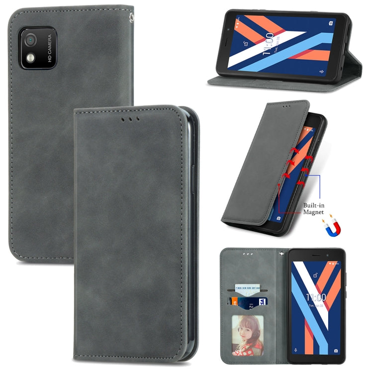 For Wiko Y52 Retro Skin Feel Magnetic Horizontal Flip Leather Phone Case