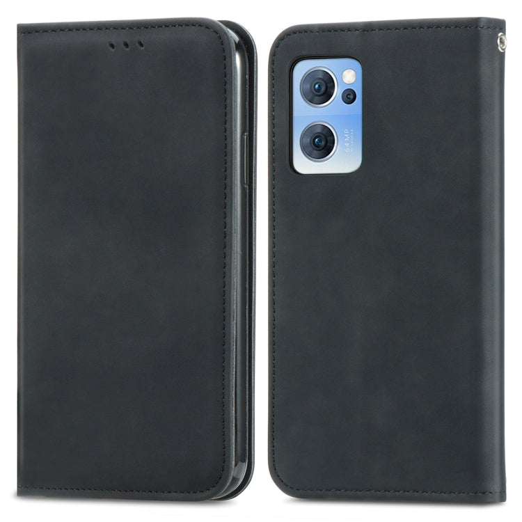 For OPPO Reno7 5G Retro Skin Feel Magnetic Horizontal Flip Leather Phone Case