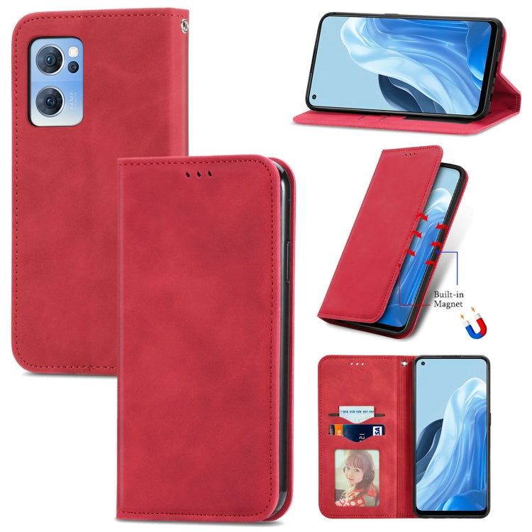 For OPPO Reno7 5G Retro Skin Feel Magnetic Horizontal Flip Leather Phone Case