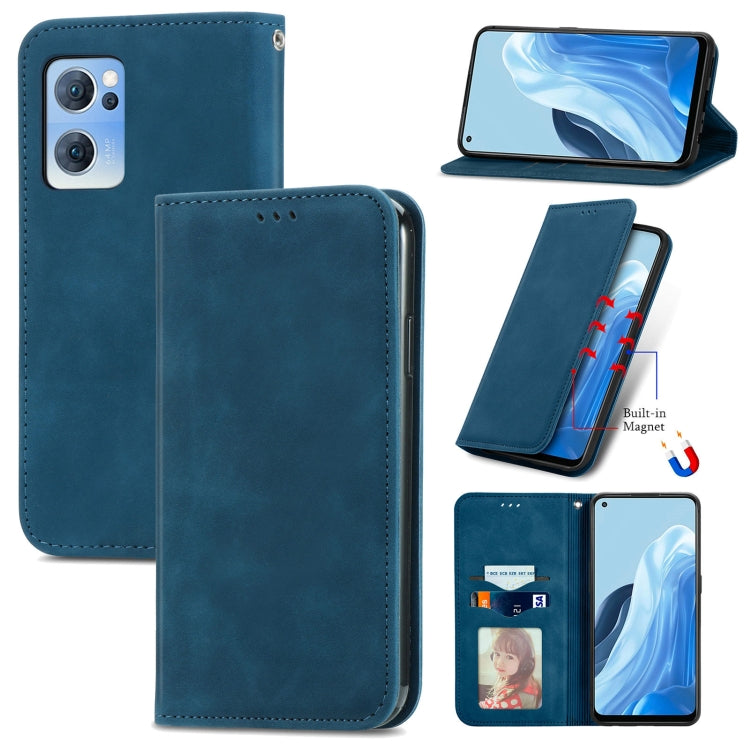 For OPPO Reno7 5G Retro Skin Feel Magnetic Horizontal Flip Leather Phone Case