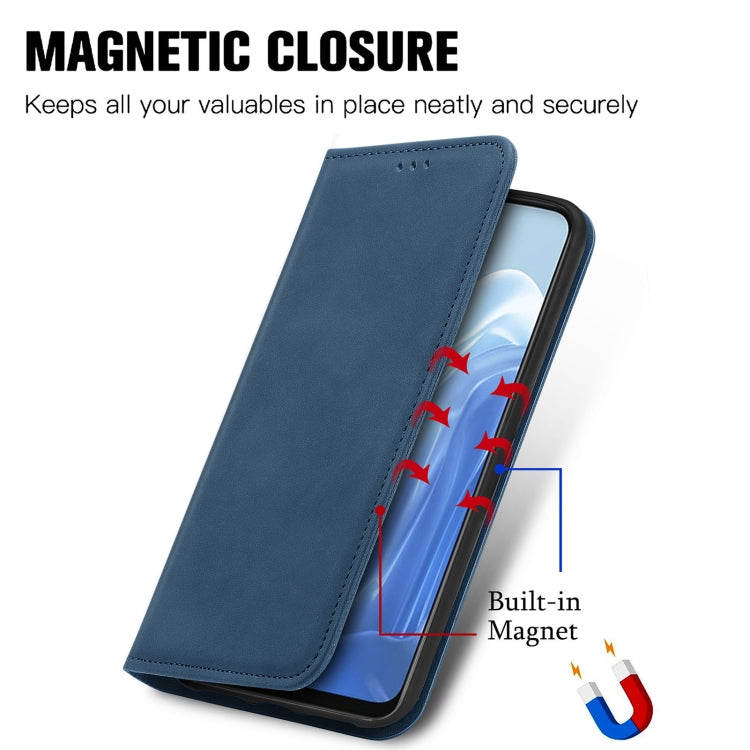 For OPPO Reno7 5G Retro Skin Feel Magnetic Horizontal Flip Leather Phone Case