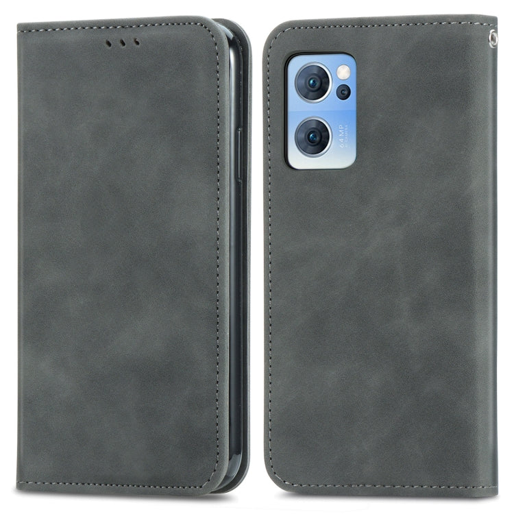 For OPPO Reno7 5G Retro Skin Feel Magnetic Horizontal Flip Leather Phone Case