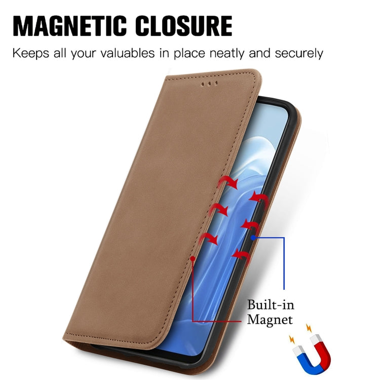 For OPPO Reno7 5G Retro Skin Feel Magnetic Horizontal Flip Leather Phone Case