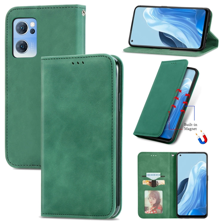 For OPPO Reno7 5G Retro Skin Feel Magnetic Horizontal Flip Leather Phone Case