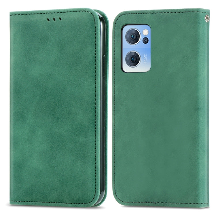 For OPPO Reno7 5G Retro Skin Feel Magnetic Horizontal Flip Leather Phone Case