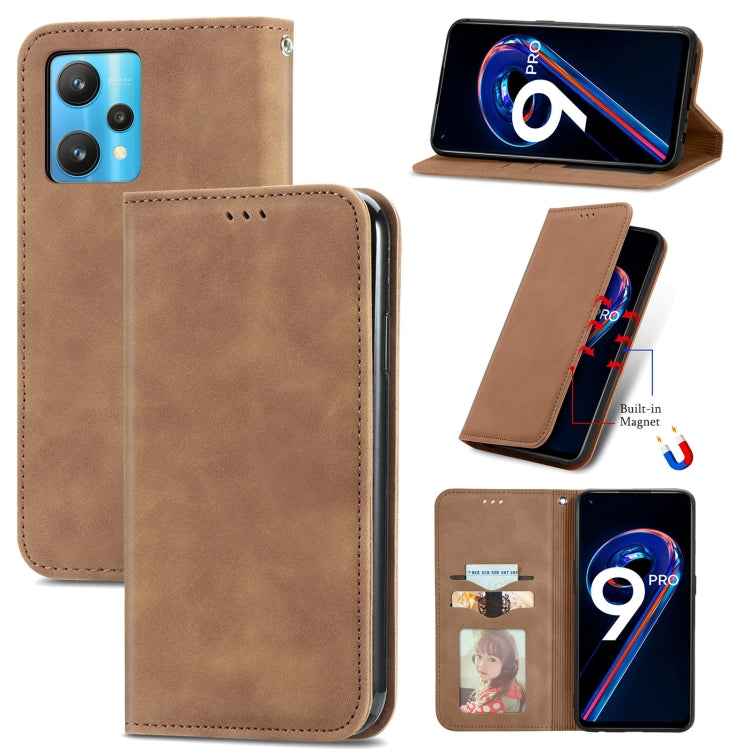 For OPPO Realme 9 Pro Retro Skin Feel Magnetic Horizontal Flip Leather Phone Case