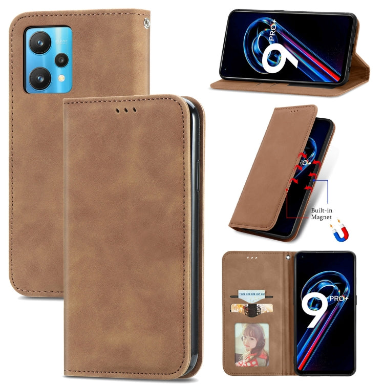 For OPPO Realme 9 Pro+ 5G Retro Skin Feel Magnetic Horizontal Flip Leather Phone Case