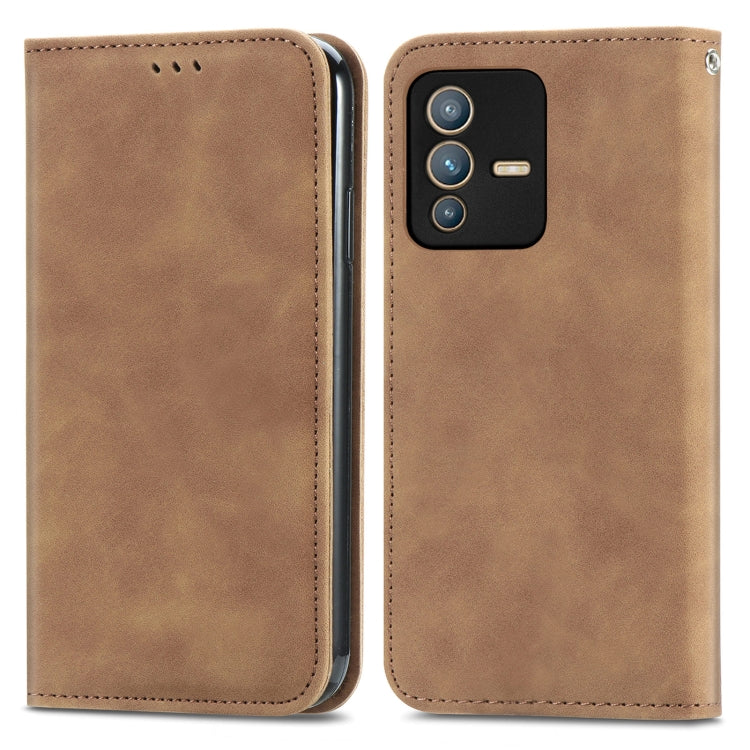 For vivo S12 Pro Retro Skin Feel Magnetic Horizontal Flip Leather Phone Case